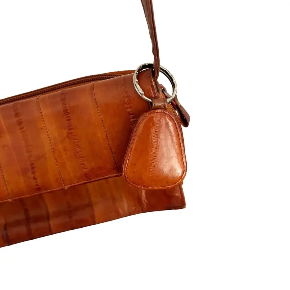 Vintage Lee Sands Eel Skin Wallet Shoulder Bag Brown